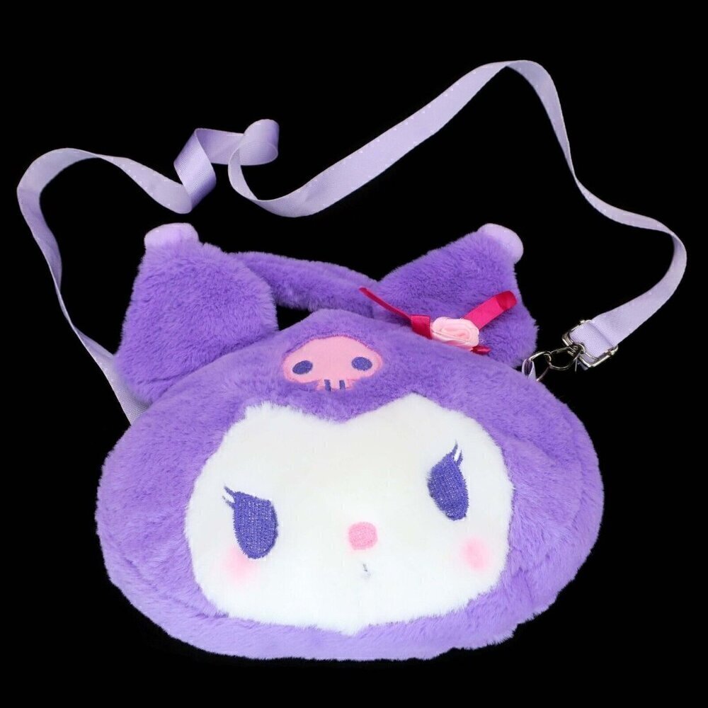Sanrio Kuromi Hello Kitty Purple Plush Bag Crossbody Small Purse